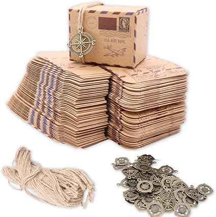 50 Piezas Caja de Dulces de Papel Kraft Vintage, Caja de Regalo/Caja de Dulces con