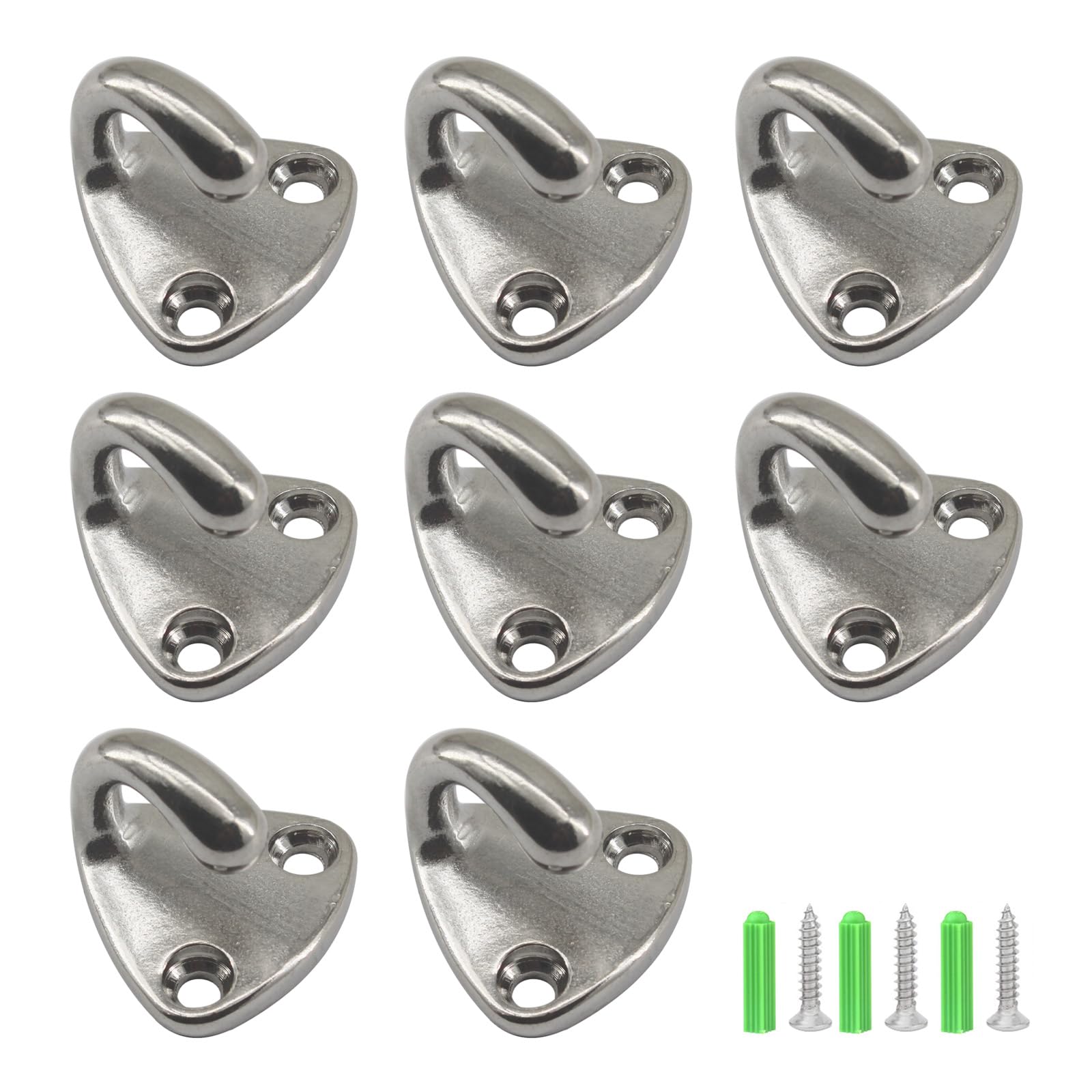 Zerniple Eye Hook Marine Grade 316 Stainless Steel Pad Eye Plate Hook (8 Pieces with Screws)