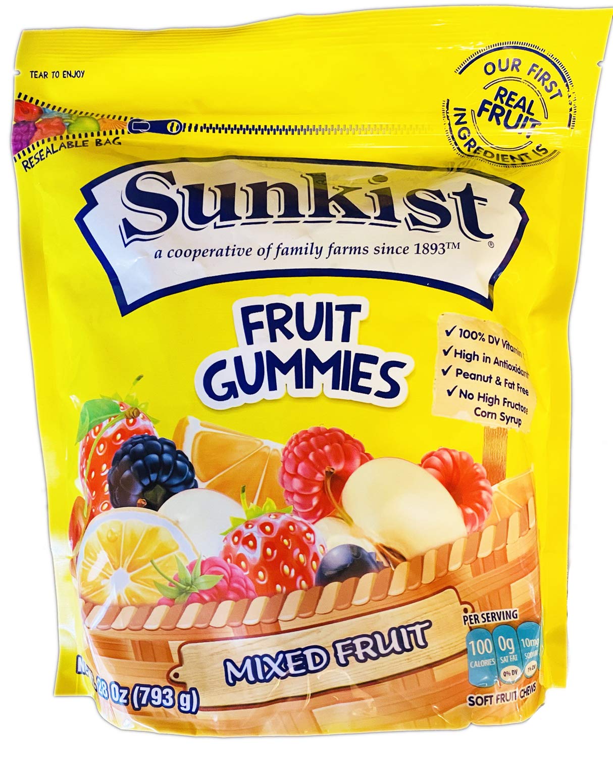 Buy Sunkist Fruit Gummies 28 Oz! Mixed Fruit Flavored Gummy Candy! 100