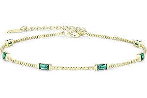 LOUISA SECRET Birthstone Bracelets for Women, 925 Sterling Silver Dainty Simple Women Charm Link Bracelet, Birthday Anniversary Christmas Jewelry Gifts for Women Wife Mom Her