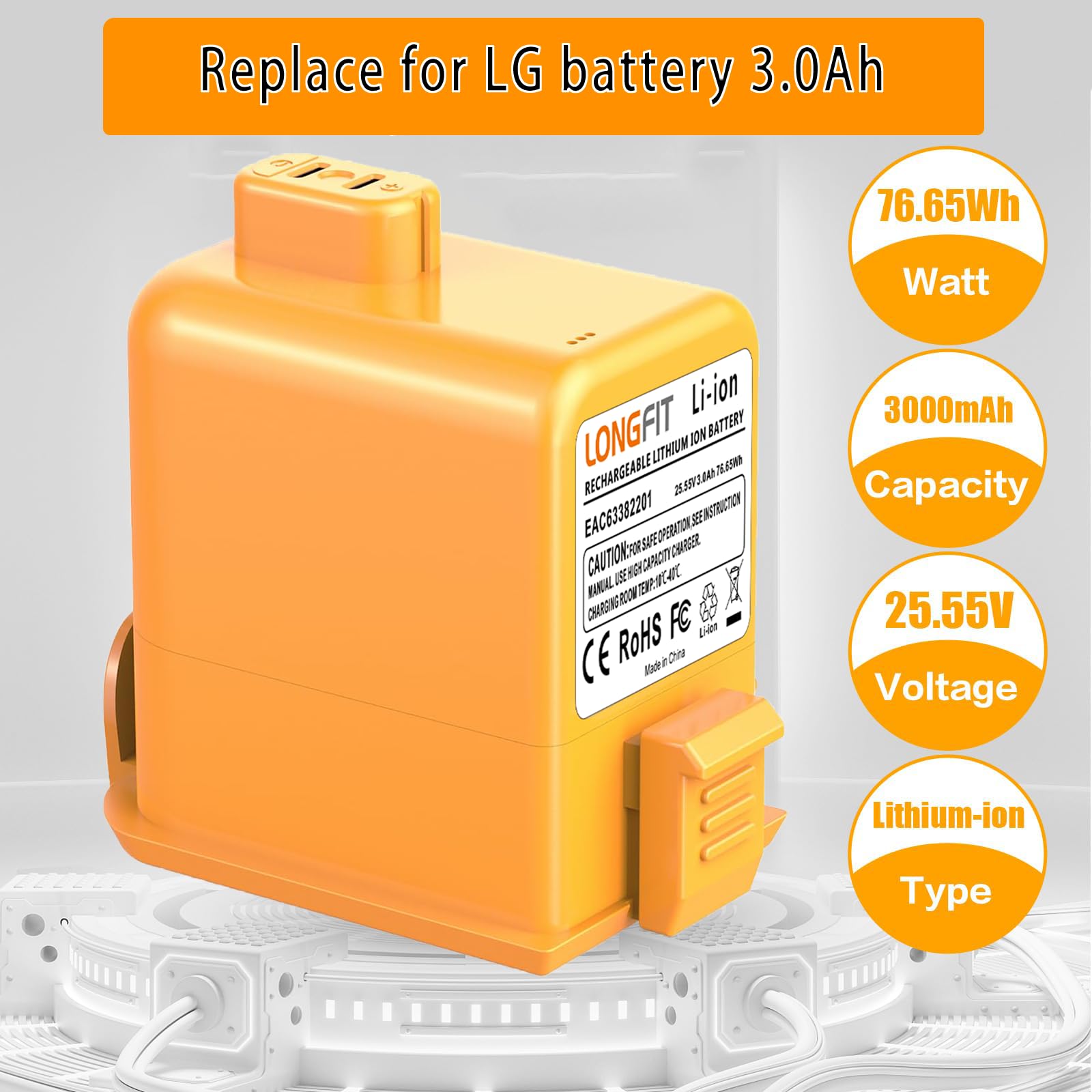 Condition photo showing New/Like New for long fit 3000mah lg cord zero a9 replace for lg cordzero a9 battery a9s p9 a9k-core a9max a9t-ultra 