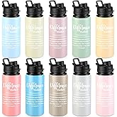 Shellwei 10 Pcs Thank You Appreciation Gifts 20 oz Aluminum Water Bottles Bulk Lightweight Sports Water Bottles Inspirational Tumbler Mug with Snap Lids for Christmas Employee