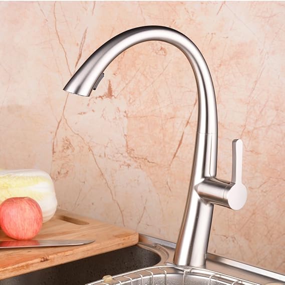 Hiendure® Messing Einhand hohen Bogen herunterziehen Küchenarmatur mit