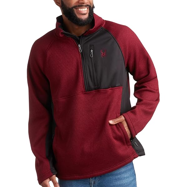Spyder Men's Racer 1/4 Zip Pullover Hoodie, Frontier Medium at