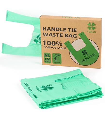 thumbnail image 2 of 2.6 Gallon Compostable Trash Bags 50-Count - BPI Certified Food Waste Bags With Handles 2 of 12