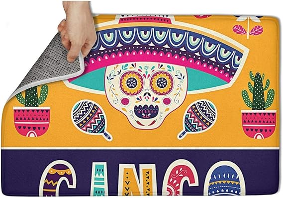 TAMBC - Felpudo de baño con diseño de Calavera Mexicana, 40 x 60 cm, 50