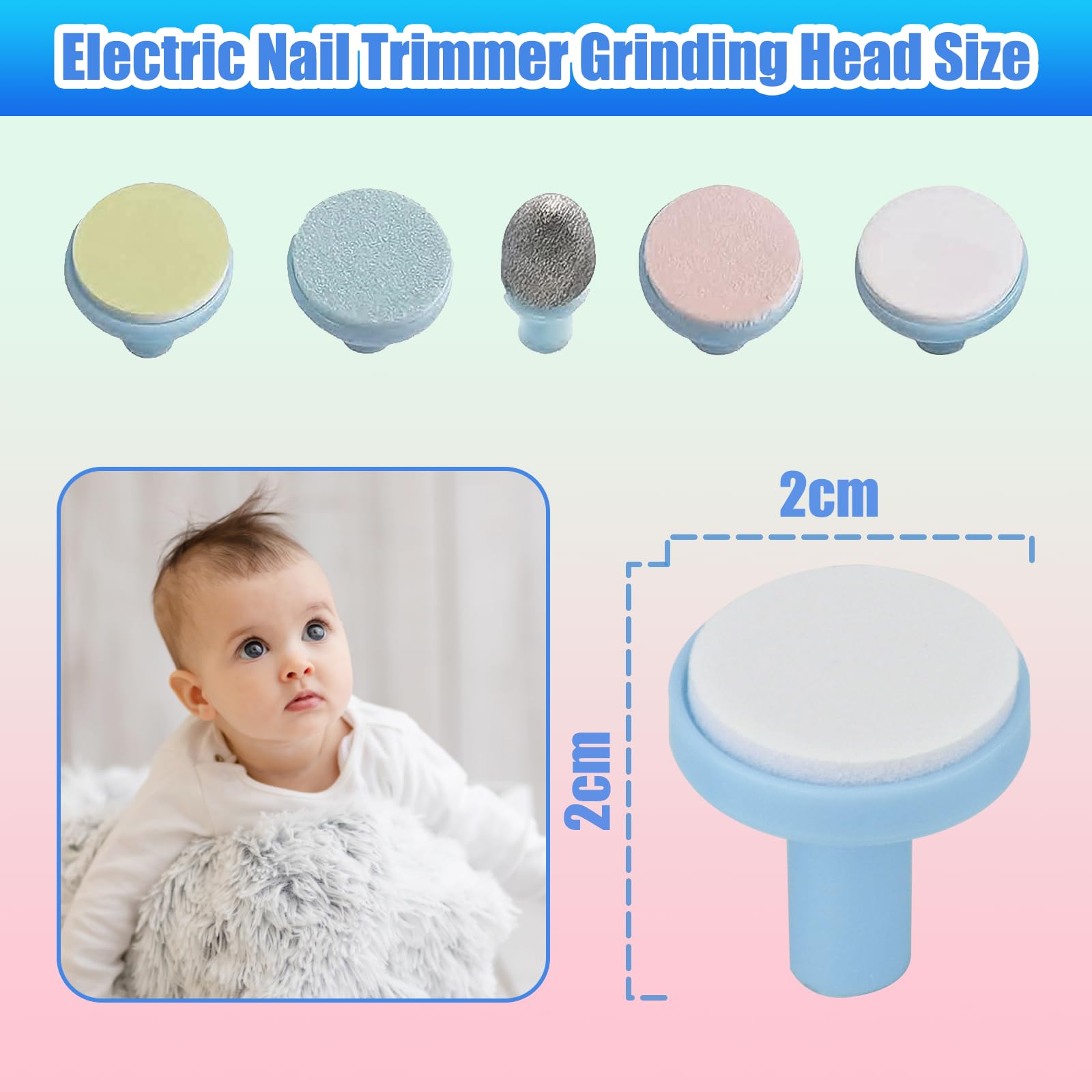 12 Pieces Baby Nail File Pads Nail Trimmer Replacement Pads Electric Baby Nail Grinding Heads for Standard Electric Kid Nail Trimmer Suits to Newborn and Adults