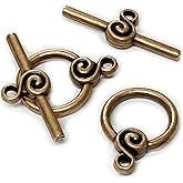 Heather's cf Toggle Jewelry Clasps – Durable Quality, Antique Swirling Copper Finish Toggle Clasps & Closures for Necklace, Bracelet & Charms – Ideal for DIY, & Jewelry Making – Medium (Set of 23)