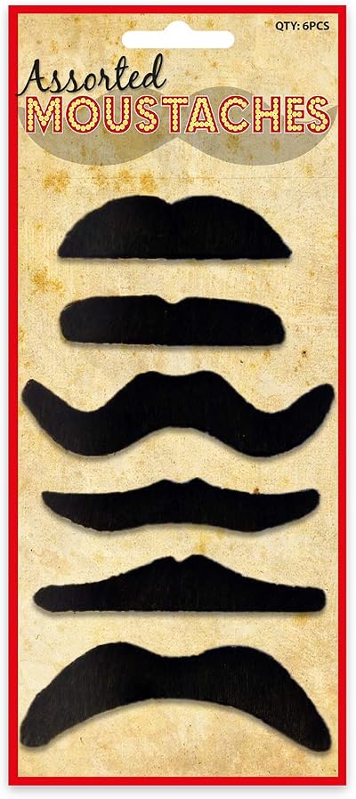 Henbrandt 6 Black False Moustaches Set Prepared for Fun Adults