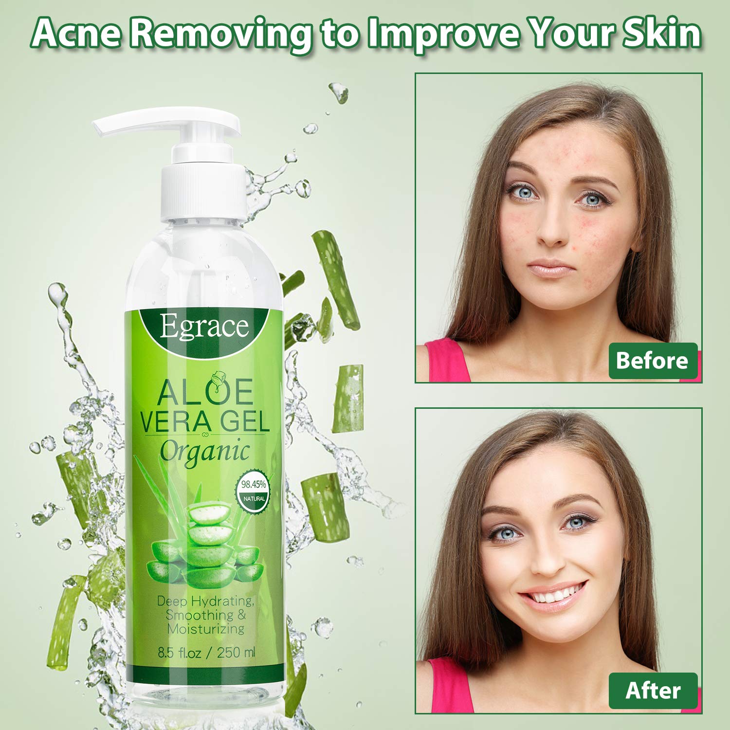 Organic Aloe Vera Gel, 100 Percent Pure Aloe Vera Gel, Freshly Cut Aloe Plant for Face Moisturizer, Hair Growth, Skin Care : Beauty