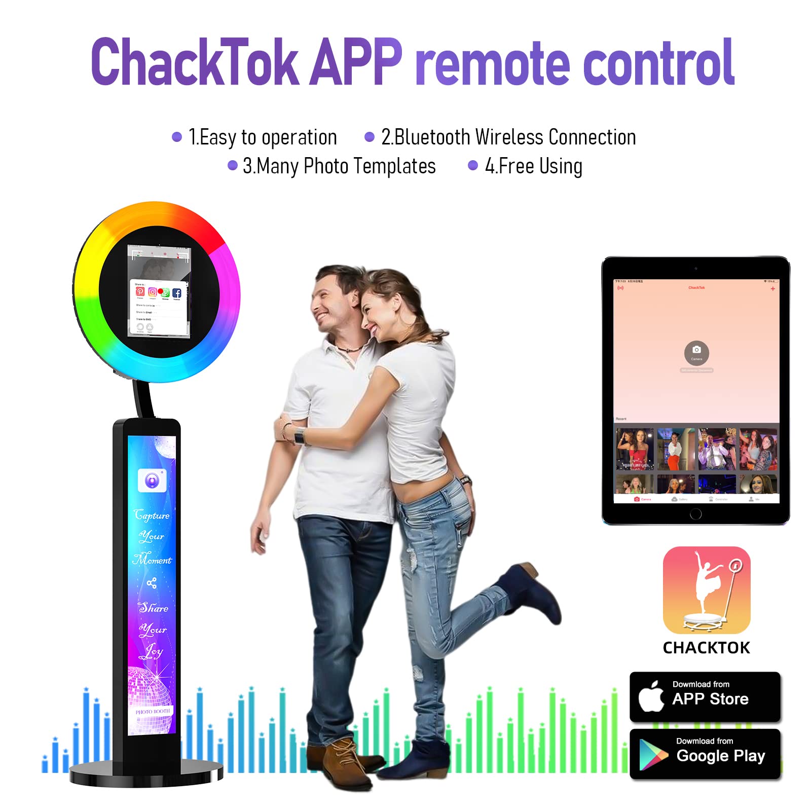 HARZHI Portable Photo Booth Compatible with Ipad, for Ipad Photo Booth Shell Stand Stand Provide Chacktok Photo Booth Software for Party and Wedding, Free Custom Logo, Flight Case