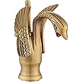 GGStudy Bathroom Faucet Antique Brass Swan Single Handle One Hole Bathroom Vanity Faucet Basin Tap Deck Mount Lavatory