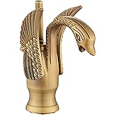 GGStudy Bathroom Faucet Antique Brass Swan Single Handle One Hole Bathroom Vanity Faucet Basin Tap Deck Mount Lavatory