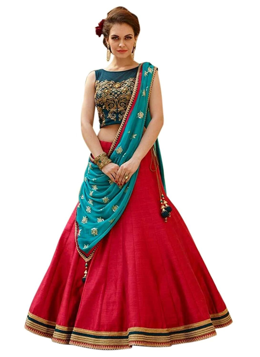 raju chopda women's lehenga choli (roja redd)