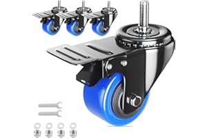 WOZESEIK Stem Caster Wheels 2 inch Heavy Duty, Swivel Threaded Stem Mount Casters Set of 4 with American Size UNC 1/4"-20 x 1