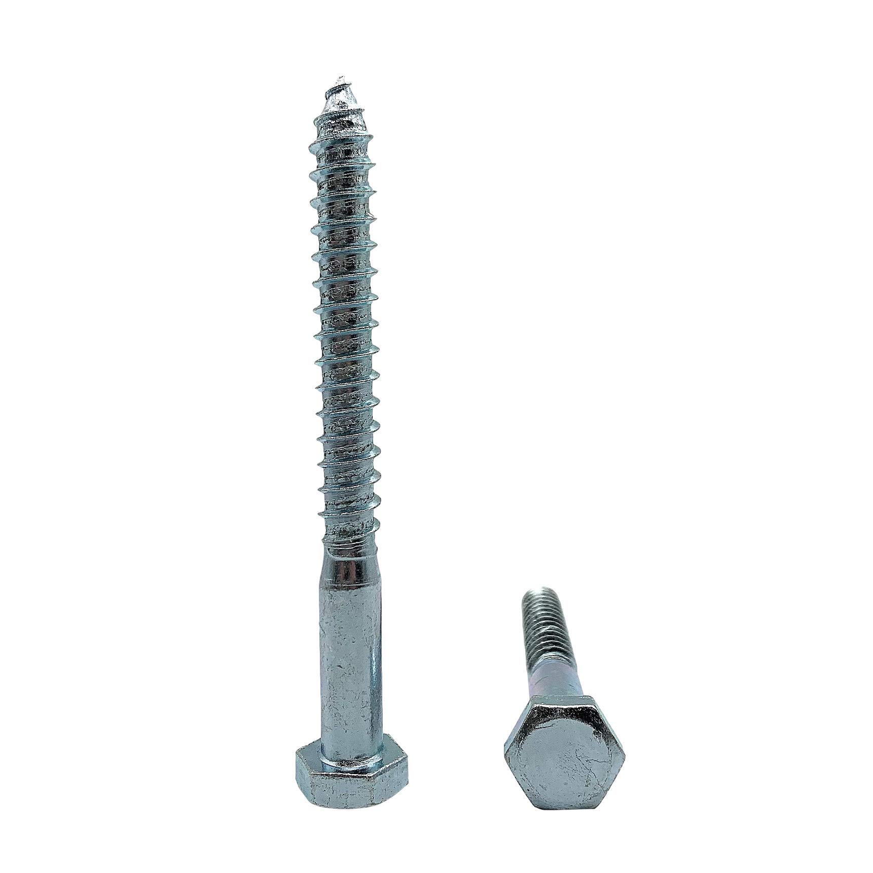 (Pack of 8 pcs) DIN 571 Zinc Plated Steel Hexagon Wood Screws M12 x 120 mm, Hex Screw, Lag Bolts, Hex Head, Coach Screws (8, M12 x 120 mm)