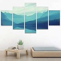 SIGNWIN 5 Panel Canvas Wall Art Modern Art Dramatic Farmhouse/Country Mountain Multicolor Nature Photography for Home Decorations Ready to Hang - 60