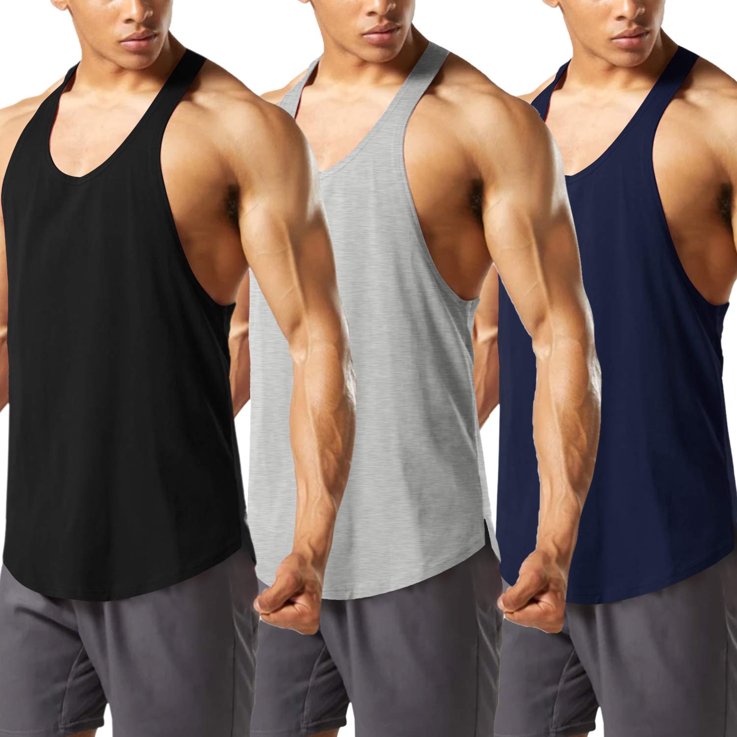 COOFANDY Mens 3 Pack Workout Tank Top Muscle Gym Sleeveless Shirts