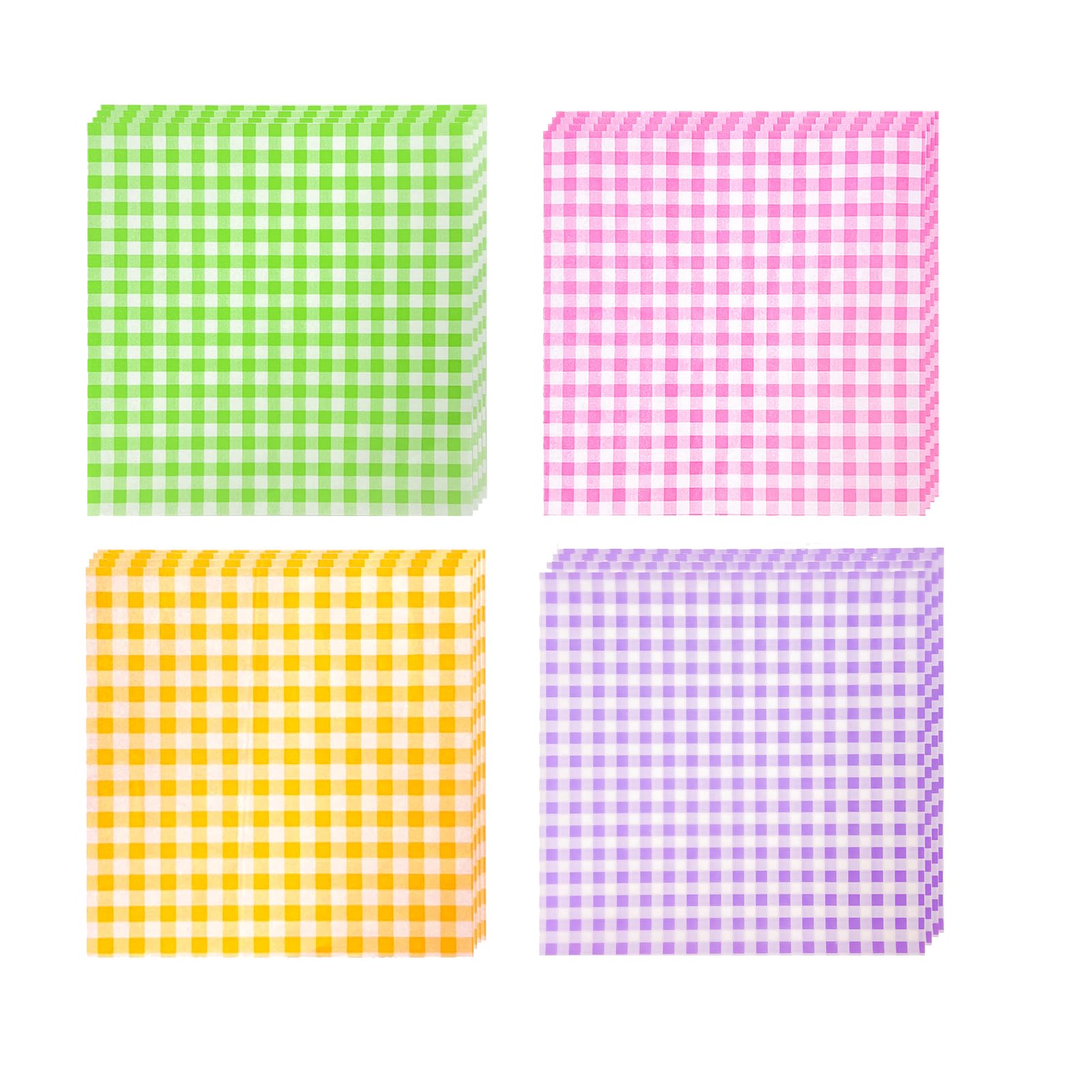 Photo 1 of 200 Sheets Food Sandwich Paper Wraps, 4 Colors Checkered Deli Paper Sheet 12" x 12" Burger Wrapper, Greaseproof Food Basket Liners for Christmas Food Serving, Hot Dog, Burrito, Bread