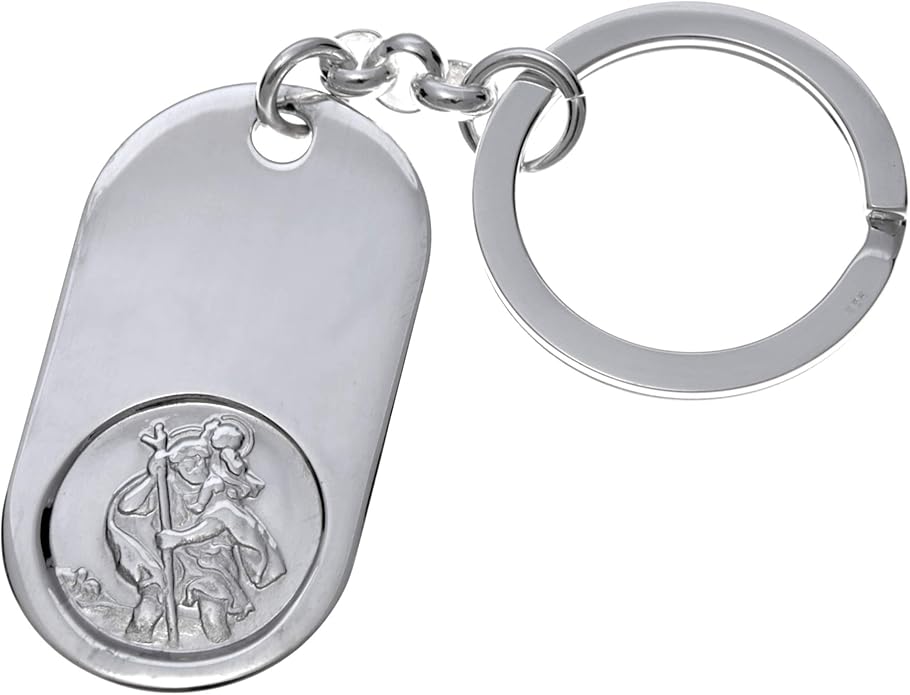 Sterling Silver St Christopher Keyring Key Fob Amazon.co.uk Jewellery