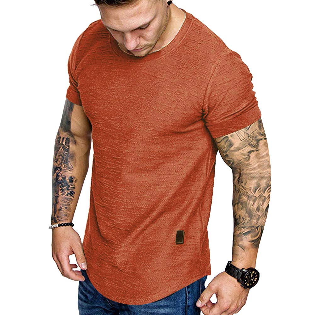 Fashion Mens T Shirt Muscle Gym Workout Athletic Shirt Cotton Tee Shirt Top