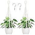 Augshy 27inch Macrame Plant Hanger, 2 Packs Plant Hangers with Hooks, Hanging Planter for Indoor Plants Decorative Macrame Po