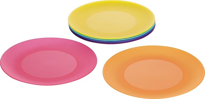 Kigima Flache Teller 8er Set Rainbow bunt 25 cm Durchmesser