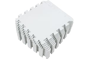 Yostrong® 18 Tiles Interlocking Puzzle Foam Baby Play Mat with Straight Edges for Playing - EVA Babies Crawling Mat | Rubber Floor Work Out Mats for Home Gym. White. YOC-Ab18S18