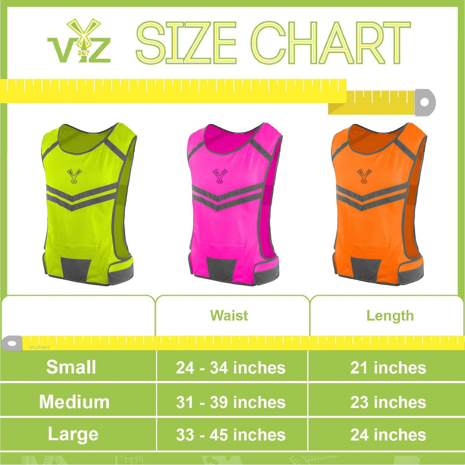 247 Viz The Reflective Vest with Inside Pocket & 2 High Visibility Running Safety Bands : Sports & Outdoors