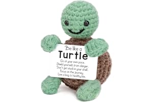 4THFARMES Positive Turtle Gifts for Women Men, Motivational Gifts Cheer Up Gifts for Friends, Support Knitted with Encouragement Card for Women Birthday, Funny Positive Crochet Turtle Decor