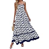 PRETTYGARDEN Summer Spaghetti Strap Dresses for Women 2026 Flowy Sundresses Casual Boho Sleeveless Beach Maxi Long Dress