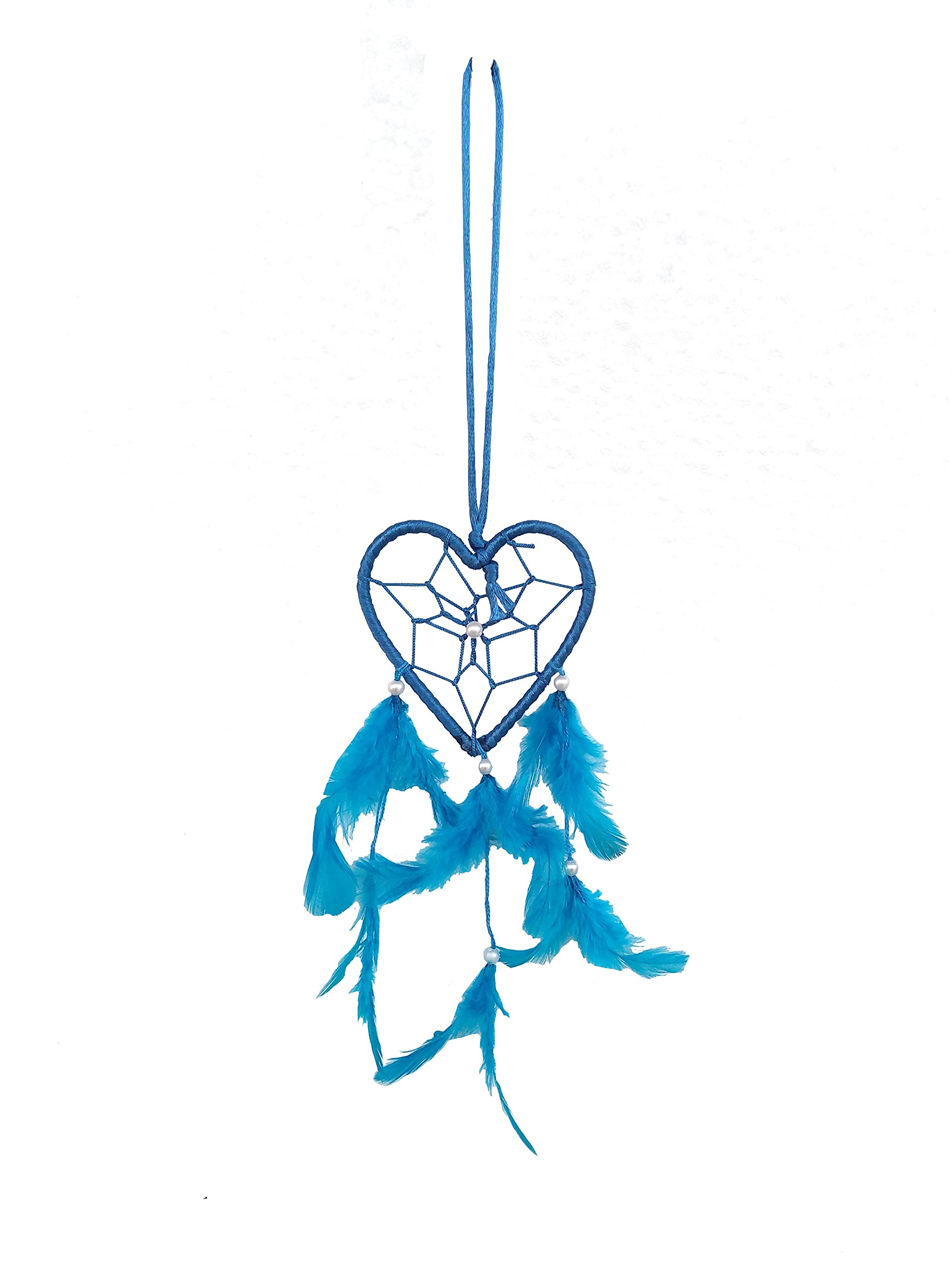 Rastogi Handicrafts Dream Catchers Wall Decor, Handmade Feather Decor Bedroom Nursery Room Hanging Decoration Home Car (Blue 3" Heart)