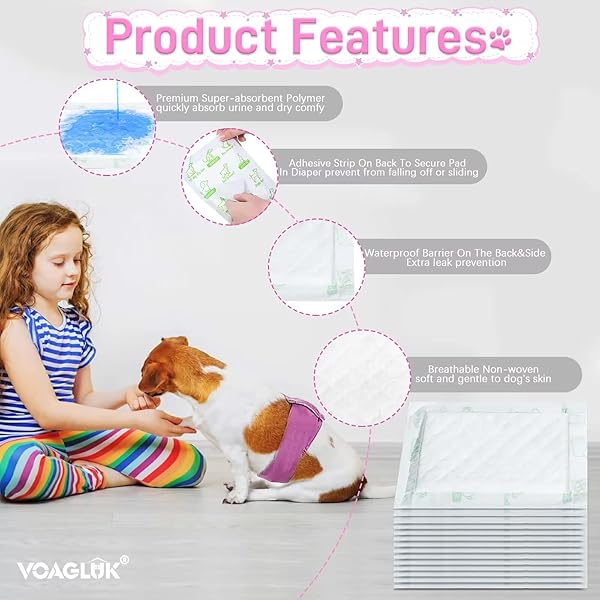 DOG DIAPER LINERS FOR MALE AND FEMALE DOGS, 100CT, SUPER ABSORBENT DISPOSABLE DOG DIAPERS BOOSTER PADS FIT MOST PET BELLY BANDS AND WRAPS (REGULAR)