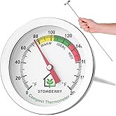 Compost Thermometer 20 Inch Stainless Steel 2 Inch Dial Soil Temperature | Soil Thermometer with Long Probe, Compost Temperature Gauge for Gardening, Plants, Garden, Compost &amp; Seed Starting