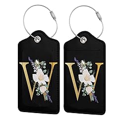 2 PCS Flower Lette W Luggage Tag for Suitcases