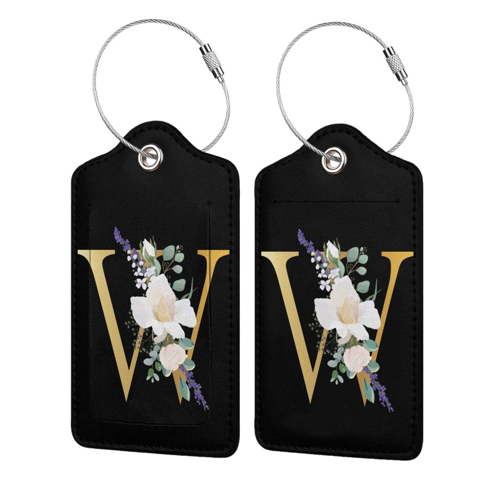 2 PCS Flower Lette W Luggage Tag for Suitcases