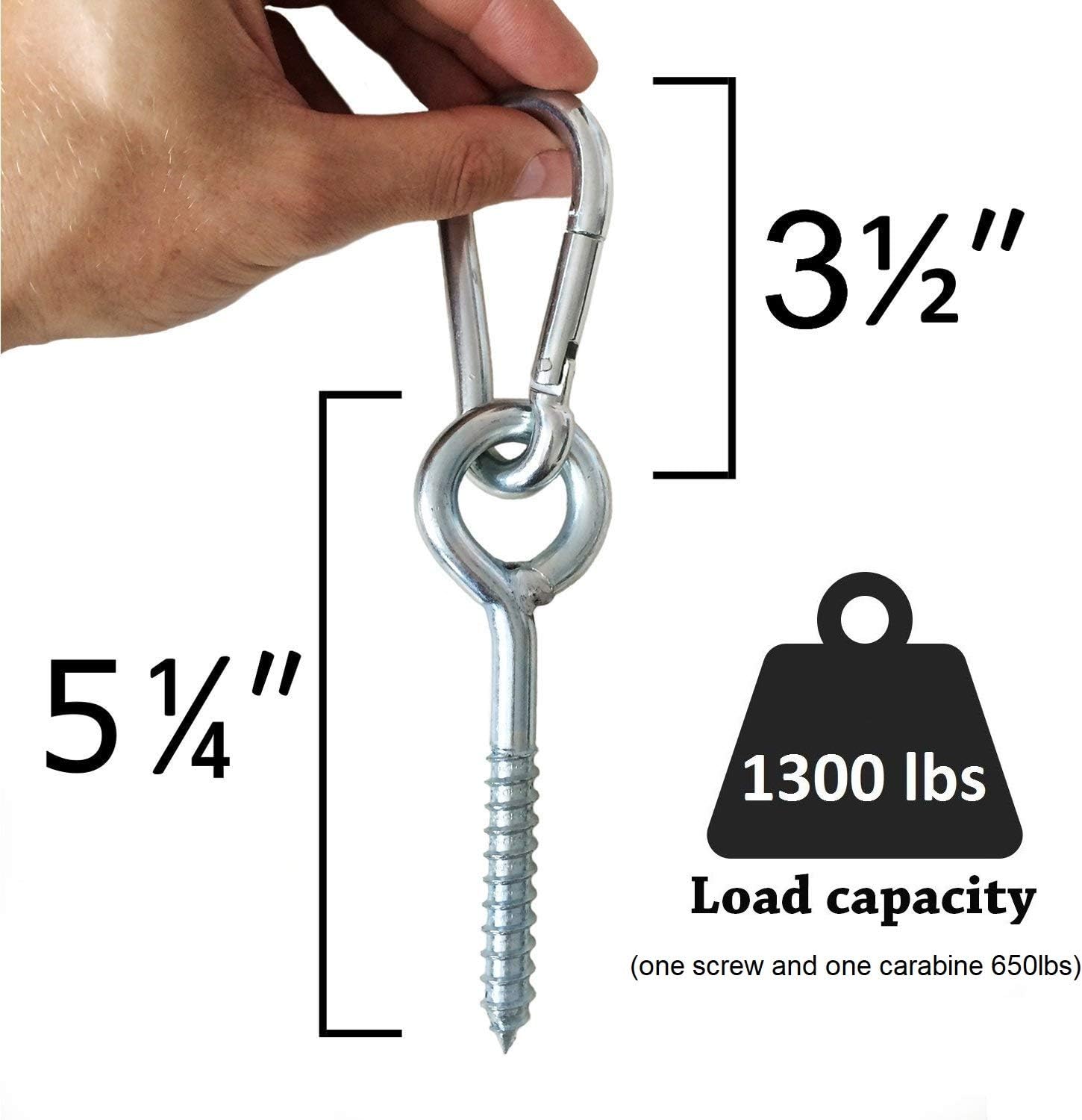 Maky Outdoors Premium Hammock Hanging Kit By Load Capacity 1300lbs | Heavy Duty, Ultra Durable Hammock Hooks & Carabiners For Hammock Stand, Yoga & Brazilian Hammocks, Swing Chair, Indoor & Outdoor : Garden & Outdoor