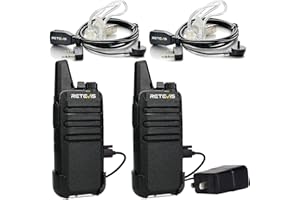 Retevis RT22 Walkie Talkies, Mini 2 Way Radio Rechargeable, VOX Handsfree, Portable, Two-Way Radios Long Range with Earpiece, for Family Road Trip Camping Hiking Skiing(2 Pack, Black)