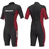 Ocealite Men's 3mm Shorty Wetsuit Neoprene Back Zip Diving Suit Flatlock Stitch Lightweight Surfing Snorkeling Paddleboarding Swim Suit with Key Pocket
