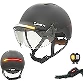 Overade Innovation - 'Life' Helmet with Visor for Bicycle and Scooter, with Powerful Front/Rear Light, Oximote Remote Control Included, Brake Light Function Included, One Size fits All.