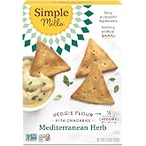 Simple Mills Veggie Pita Crackers, Mediterranean Herb - Gluten Free, Vegan, Healthy Snacks, Paleo Friendly, 4.25 Ounce (Pack of 1)