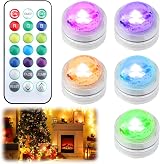 Raykce 5 Pack Mini Submersible LED Lights with Remote Colourful ABS Battery Tea view 8