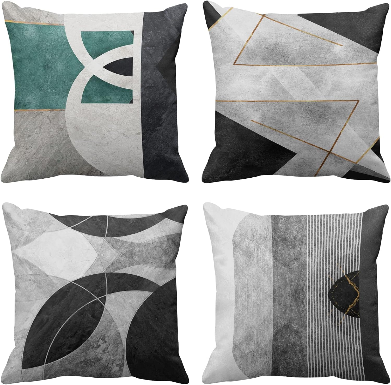 ZHILING Boho Set of 4 cushion covers Mid Century Bohemian Abstract Minimalist Geometric Vintage Nordic Decorative Pillow Cases Home Decor Standard Square 18x18 Inches — image 1