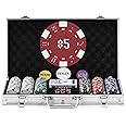 LUOBAO 300Pcs Numbered Poker Chips Set for Texas Holdem,Blackjack, Tournaments with Aluminum Case,2 Decks of Cards, Dealer, Small Blind, Big Blind Buttons and 5 Dice,11.5 Gram