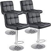 DUMOS Bar Stools Set of 4, 24 inch Counter Height Bar Stools, Upholstered Modern Kitchen Barstools with Metal Base, PU Leathe