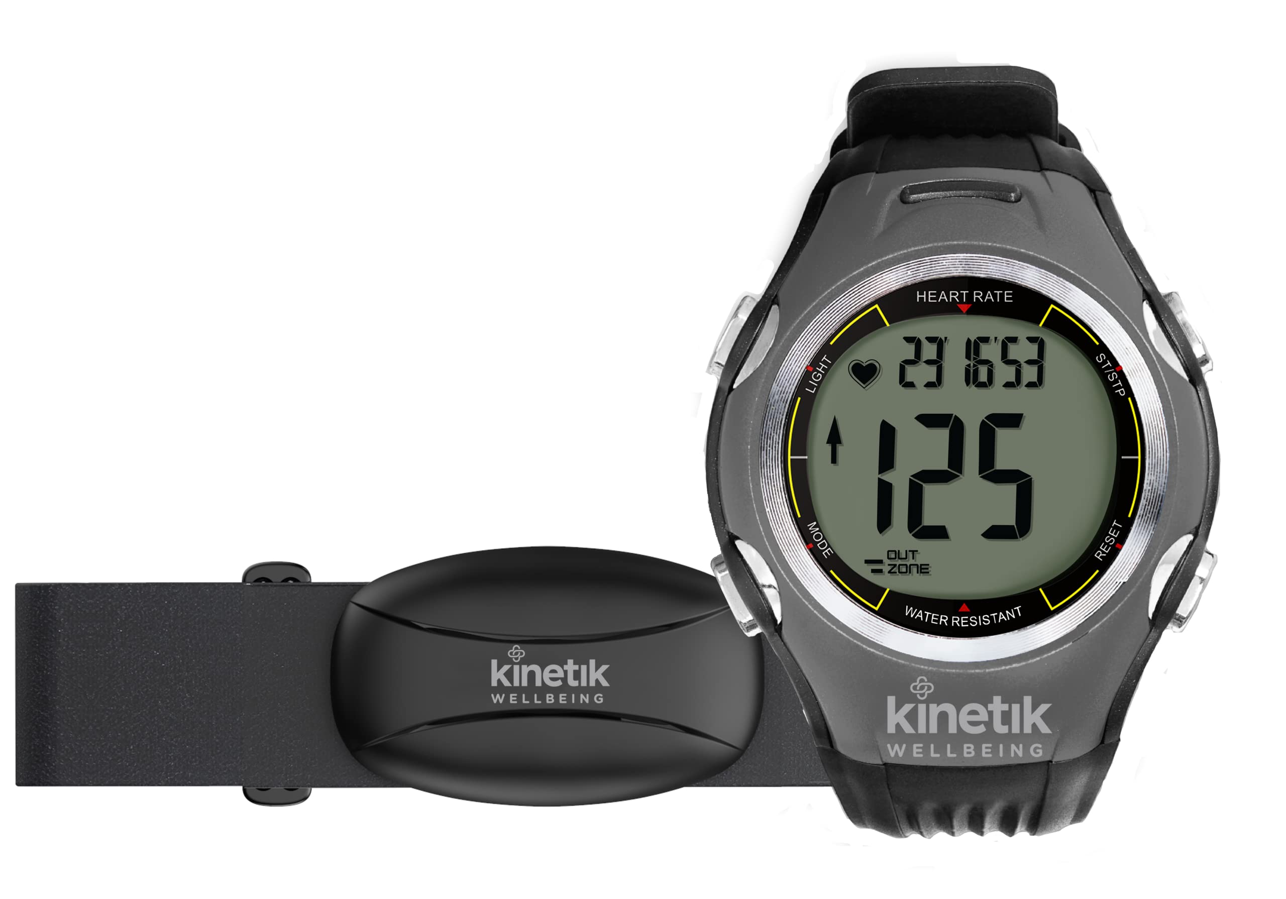 Kinetik Wellbeing Watch and Chest Strap Heart Rate Monitor – Used by the NHS,Black