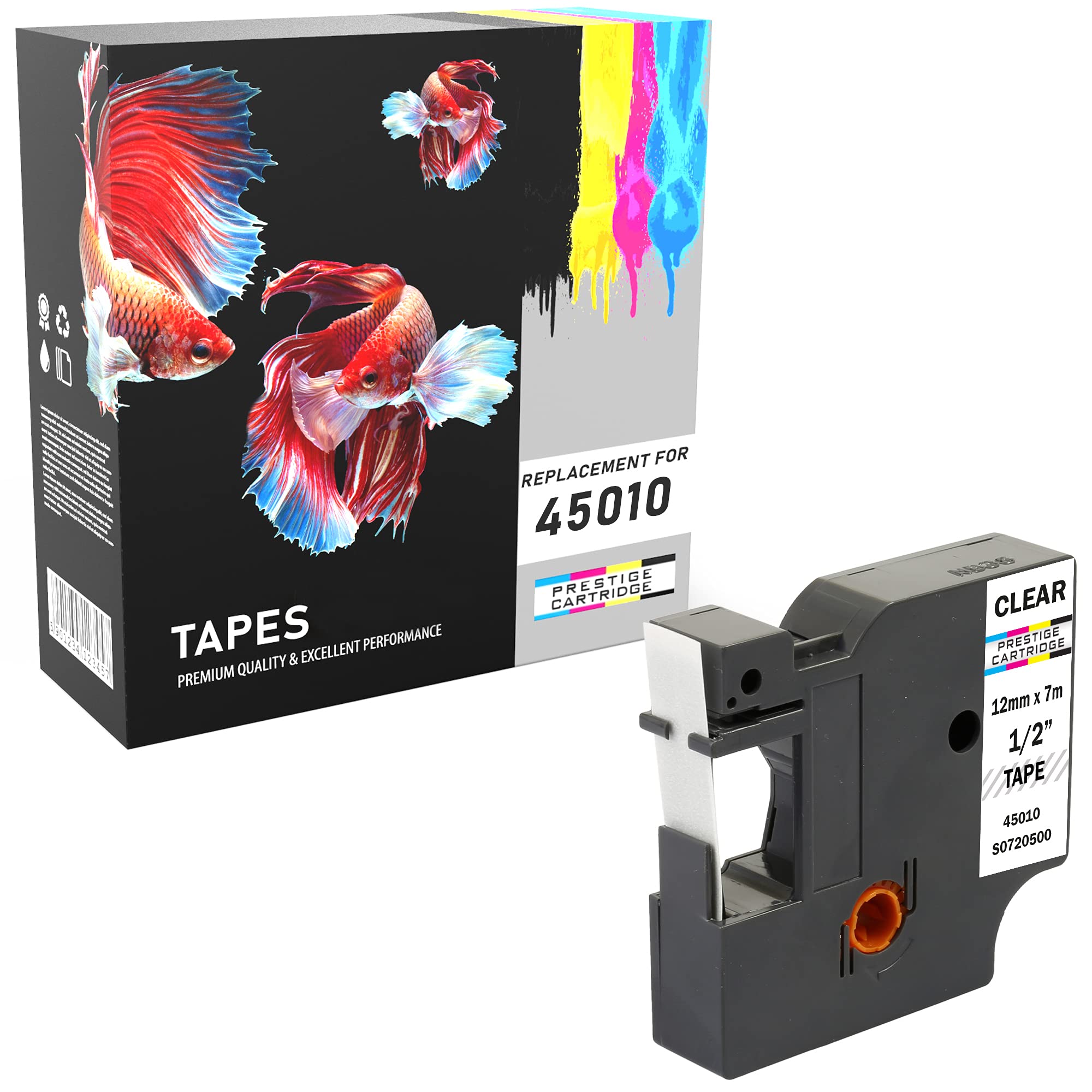 Compatible D1 45010 Black on Transparent 12mm x 7m Labelling Tape for DYMO LabelManager LM 100 150 160 200 210D 260 280 300 350 350D 360D 400 420P 450 500TS PC PC2 PnP LabelWriter LW 400 450 Duo