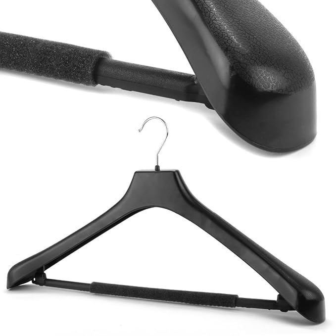 HANGERWORLD 10 Extra Große Kunststoff-Kleiderbügel 50cm Rutschfester Hosensteg Breite Armen