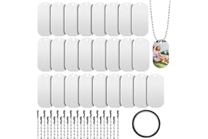 GENERIC Sublimation Blank Dog Tags Sets，25 Packs Sublimation Necklace Blank Metal Sublimation Tag and Chain for DIY Decorative Craft Pet