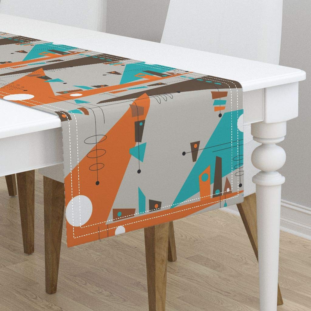 Mid Century Modern Cotton Sateen Tablecloth Spoonflower Fabric Atomic